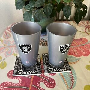 NFL Raiders acrylic cups and authentic Thirstystone coasters. EUC